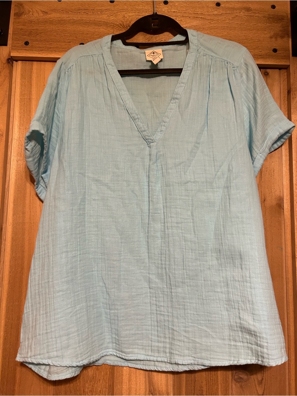 St. John's Bay Light Blue V-Neck Gauze Blouse